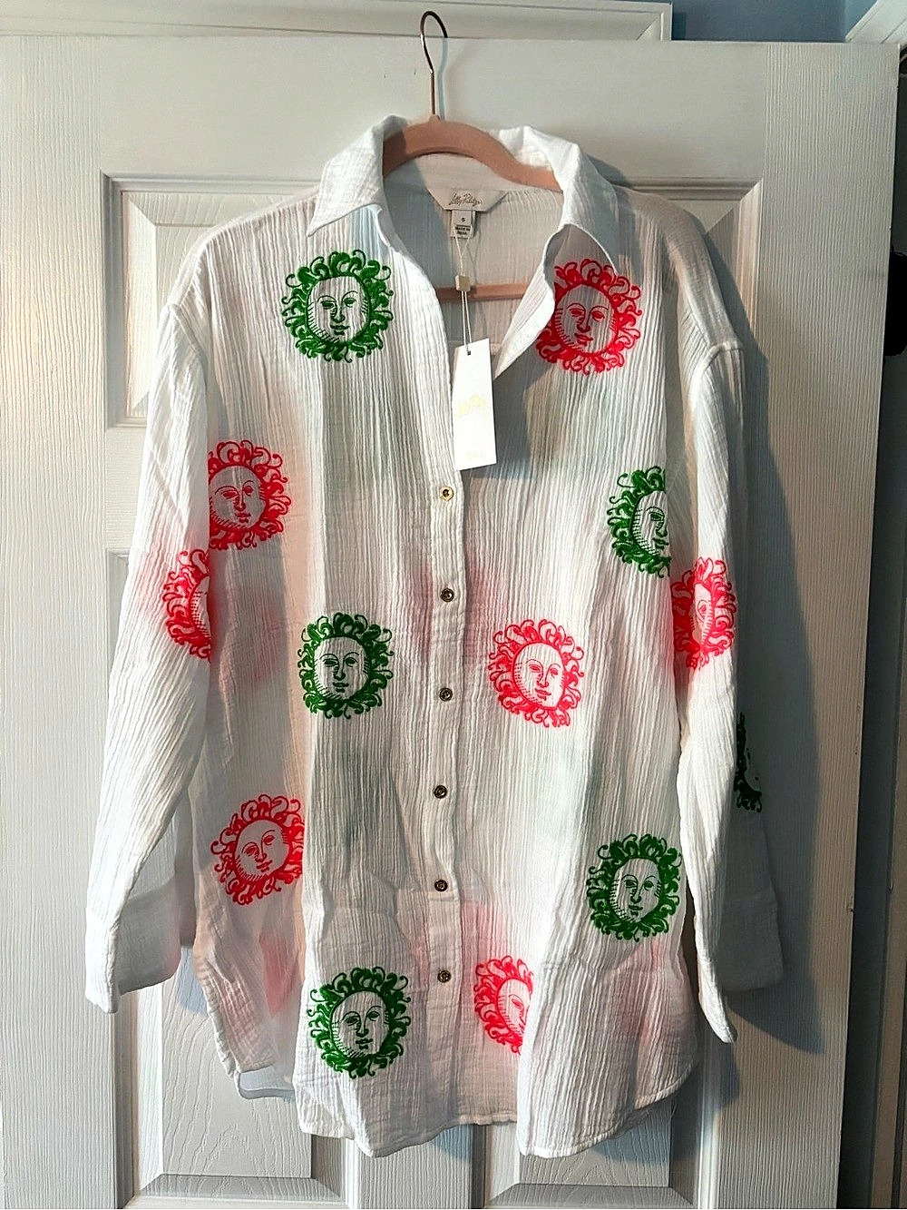 Lilly Pulitzer Sea La Vie Embroidered Button Down Shirt Embroidered Button Down